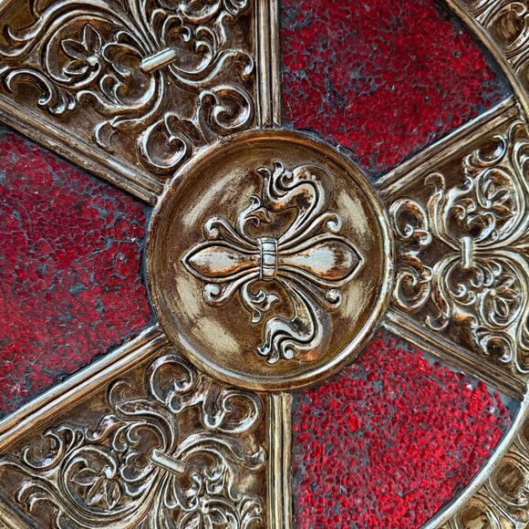 Decorative Fleur-De-Lis Plate Charger Mosaic VTG Home Decor Regency Display - Picture 6 of 11